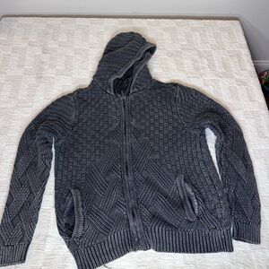 Guess Men's Textured Zip-Up Sweater - Dark Gray